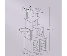 Songmics Kačių draskyklė su integruota tualeto spinta 140 cm
