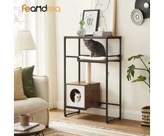 Songmics Kačių medis 74x34x114 cm Ruda mediena ir plienas