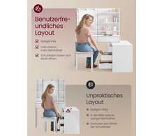 Songmics Kailyn tualetinis staliukas 100-169,2x40-90x145,6 cm baltas