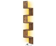 Songmics Kampinė lentyna su LED apšvietimu, 20x20x126 cm