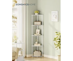 SONGMICS HOME Ypač greitas surinkimas be įrankių, kampinė 5 lygių lentynų sistema, stacionari lentynų sistema, 38,3 x 27 x 139 cm, svetainė, miegamasis, virtuvė, vintage ruda