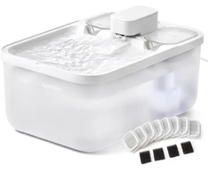Songmics Kačių fontanas su 12 filtrų, baltas, 4,5 l