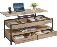 Songmics Vasagle Žurnalinis staliukas su stalčiais 50 x 120 cm ruda juoda