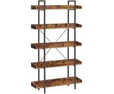 Songmics Knygų lentyna 100x28x178 cm Ruda medžio drožlių plokštė Plienas