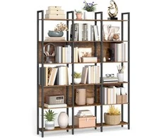 Songmics Knygų lentyna 128x24x187,1 cm Ruda Juoda Plienas