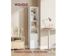 Songmics Knygų spinta 31,8x24x175 cm Balta MDF