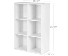 Songmics Knygų spinta 97.5x65.5x30 cm Balta Saugykla