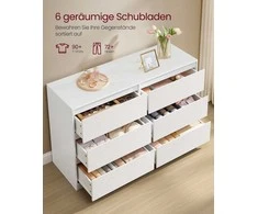 Songmics Komoda 119.4x40x75 cm Balta Saugykla
