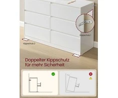 Songmics Komoda 119.4x40x75 cm Balta Saugykla