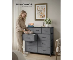 SONGMICS komoda BELLAH su 9 stalčiais, 95.2 x 98.8 x 30 cm, LGS324G101