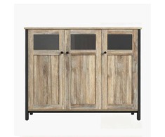 Songmics Virtuvės spintelė su stiklinėmis durimis ir plieniniu rėmu 35x100x75 cm