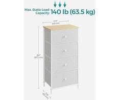 Songmics Komoda, 45x30x91,7 cm, balta