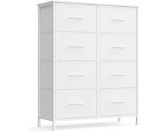 Songmics Komoda 76.7x30x95.2 cm Balta Plienas MDF Audinys Saugykla