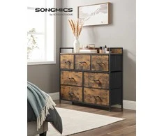 Songmics Komoda 98x28,5x85 cm Juoda Audinys