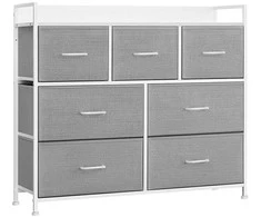 Songmics Komoda, 98x28.5x85 cm, pilka ir balta