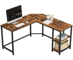 Songmics Kompiuterio stalas 138x138x76 cm Rudos ir juodos spalvos plienas