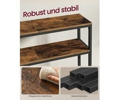 Songmics Konsolinis stalas 20x120x80 cm Rudas ir Juodas MDF plokštė ir Plienas