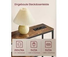 Songmics Konsolinis stalas 20x80x80 cm Rudas Juodas MDF Plienas