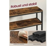 Songmics Konsolinis stalas 20x80x80 cm Rudas ir Juodas MDF plokštė ir Plienas