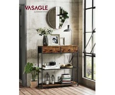 Songmics Konsolinis stalas 24x76x80 cm Rudas Juodas MDF Plienas Audinys