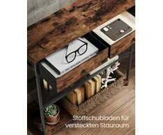 Songmics Konsolinis stalas 24x76x80 cm Rudas Juodas MDF Plienas Audinys
