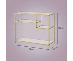 Songmics Konsolinis staliukas iš plieno ir grūdinto stiklo 35x100x80 cm