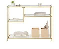 Songmics Konsolinis staliukas iš plieno ir grūdinto stiklo 35x100x80 cm