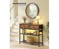 Songmics Konsolinis stalas su 3 stalčiais, 76,7 x 30 x 78,7 cm, vintažinė ruda