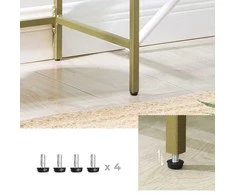 Songmics Konsolinis stalas iš grūdinto stiklo su auksiniu rėmu 100x30x73 cm