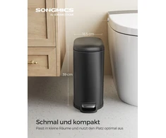 Songmics Kosmetinis 10 litrų talpos kibirėlis su plieniniu dangteliu mažas