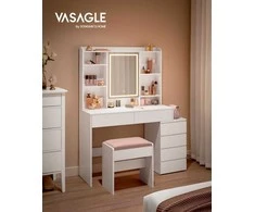 Songmics Kosmetinis staliukas 117,5x40x145 cm Baltas