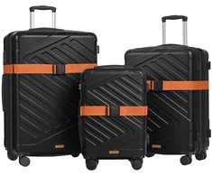 Songmics Lagaminų rinkinys 55x36x20 cm 65x45x25 cm 75x50x30 cm Juodas