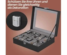 Songmics Laikrodžių dėžutė 10 vnt. juoda