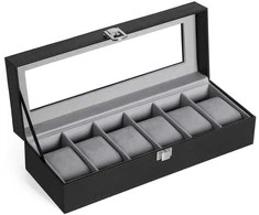 Songmics Laikrodžių dėžutė, 30x11,2x8 cm, juoda
