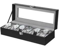 Songmics Laikrodžių dėžutė, 30x11,2x8 cm, juoda