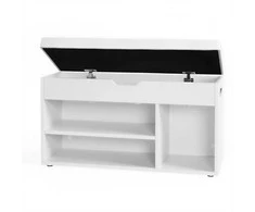 Songmics Laikymo suolas 80x30.3x44 cm Baltos spalvos PU oda