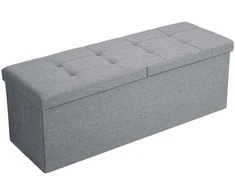 Songmics Laikymo suoliukas-pufas, 110x38x38 cm, pilka