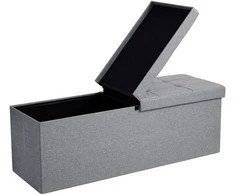 Songmics Laikymo suoliukas-pufas, 110x38x38 cm, pilka