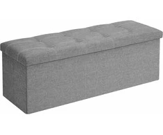 Songmics Laikymo suoliukas-pufas, 110x38x38 cm, pilka