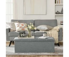 Songmics Laikymo suoliukas-pufas, 110x38x38 cm, pilka