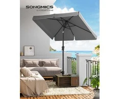 Songmics Lauko skėtis 200x150x230 cm Pilka Plienas