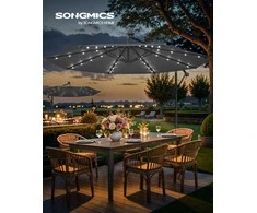 Songmics Lauko skėtis 300x245 cm Pilka