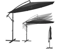 Songmics Lauko skėtis 300x245 cm Pilkas