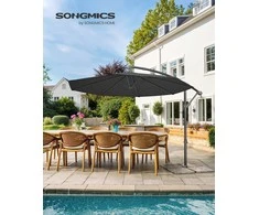 Songmics Lauko skėtis 300x245 cm Pilkas
