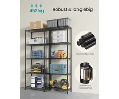SONGMICS metalinis sandėliavimo stelažas su 5 reguliuojamomis lentynomis 30 x 60 x 161 cm LGR165BH01