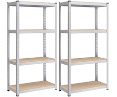 Songmics Lentynų komplektas, 2 dalių, plienas ir MDF, reguliuojamas aukštis, sidabrinė