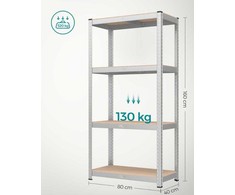 Songmics Lentynų komplektas, 2 dalių, plienas ir MDF, reguliuojamas aukštis, sidabrinė