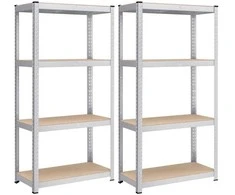 Songmics Lentynų komplektas, 2 vnt., plienas ir MDF, reguliuojamo aukščio, sustiprintas sandėliavimas