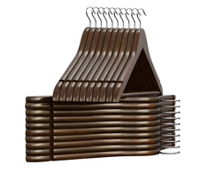 Songmics Medinės drabužių pakabos, 44,5x1,2x23 cm, rudos spalvos