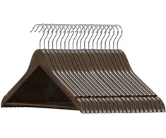 Songmics Medinės drabužių pakabos, 44,5x1,2x23 cm, rudos spalvos